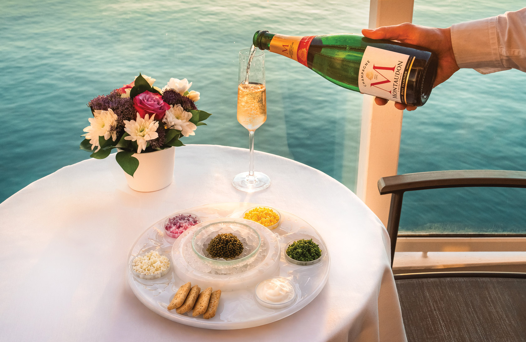 serving champagne