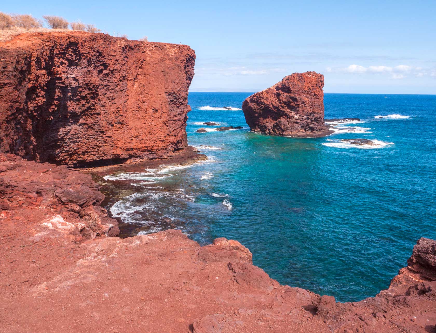 Coastal cliffs of Sweetheart Rock, Lanai, Hawaii
