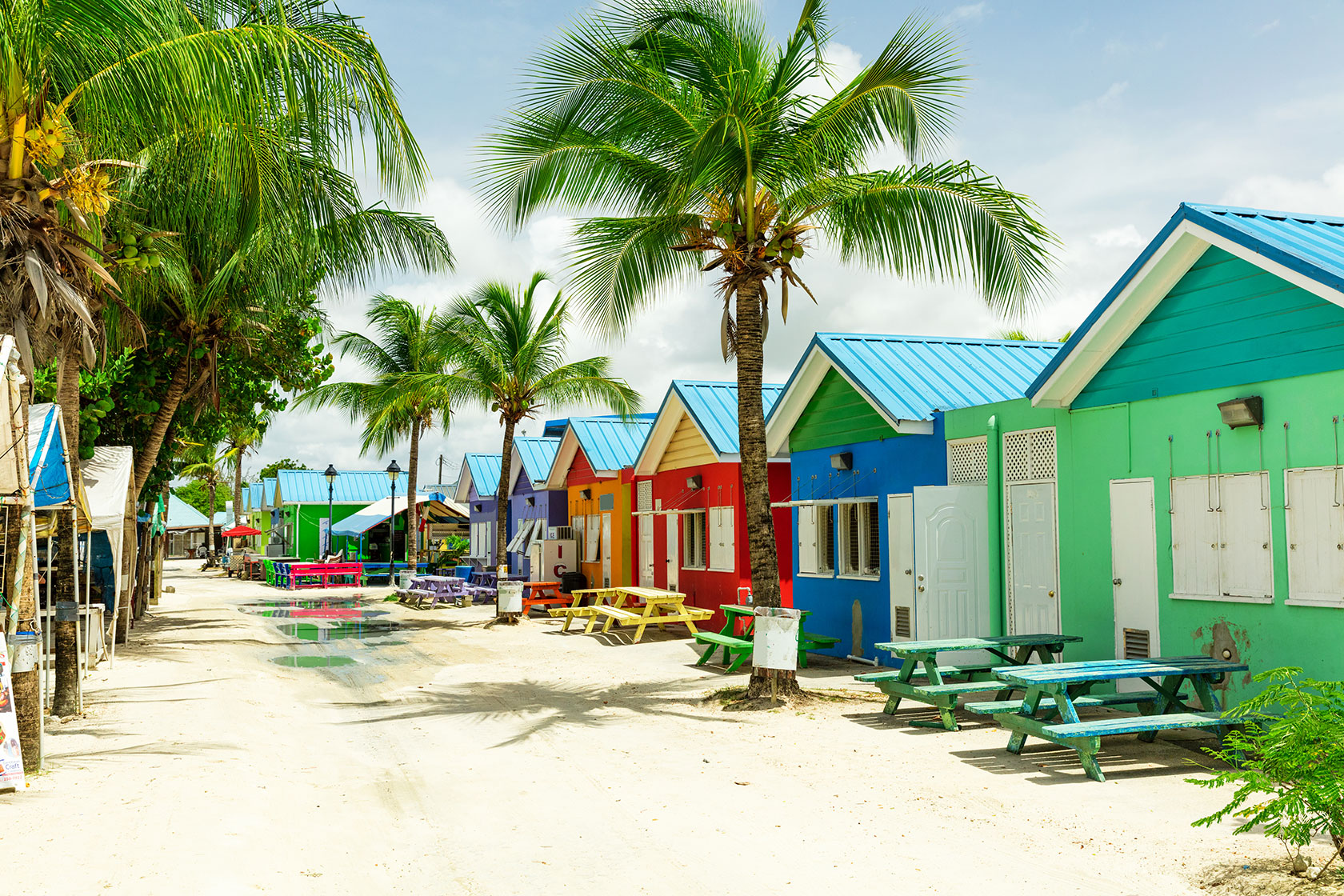 Colorful houses on the tropical island of Barbados in the Caribbean