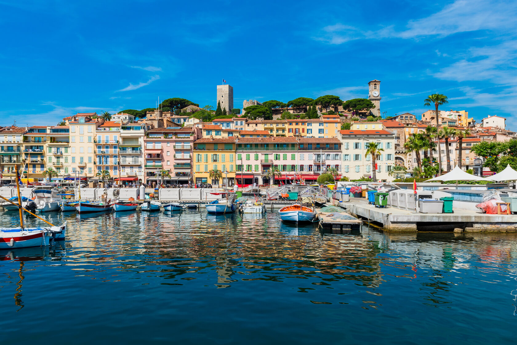Marina and City Center of Cannes, Southern France.