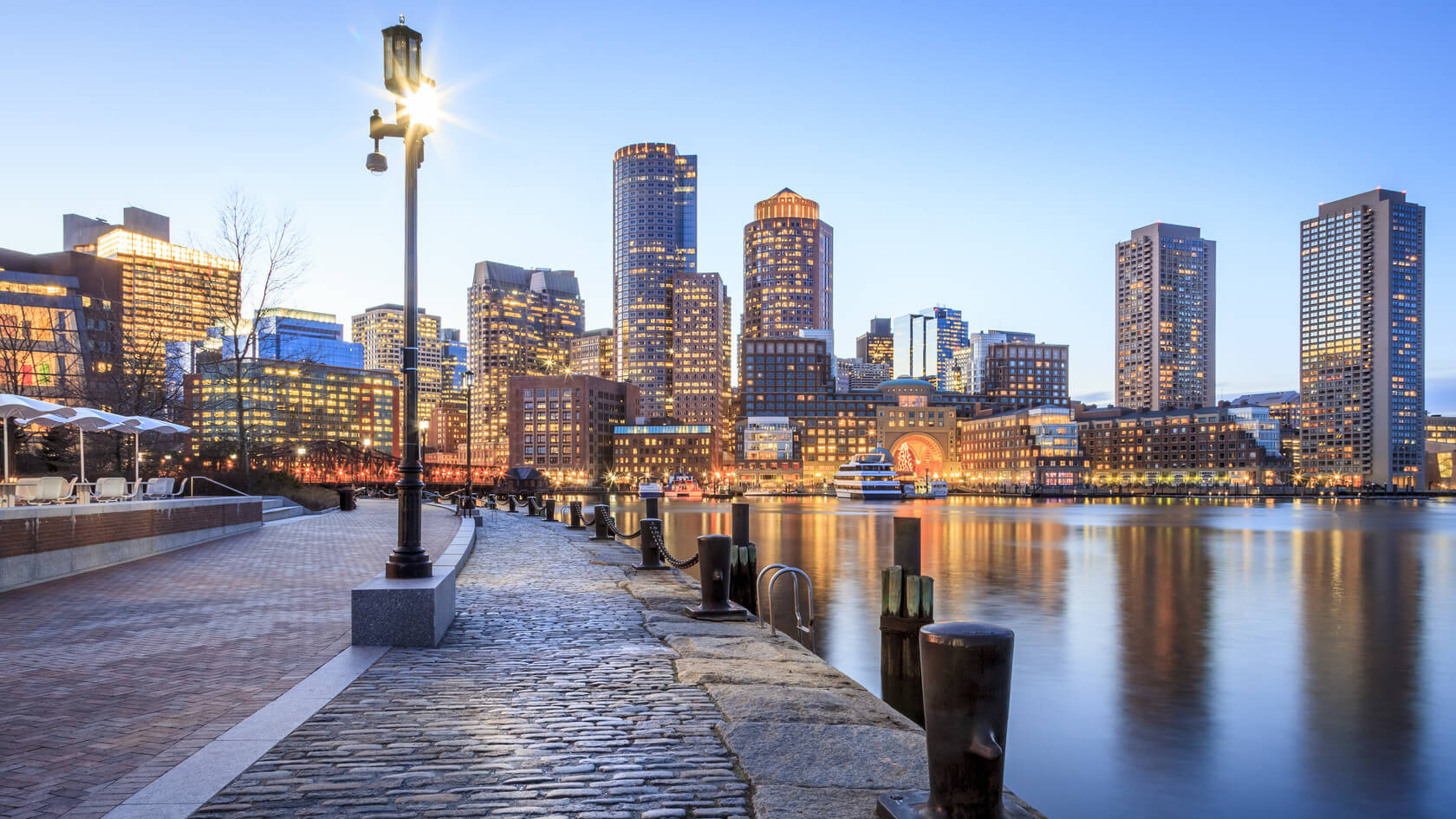 Boston, Waterfront, Dusk, Skyline