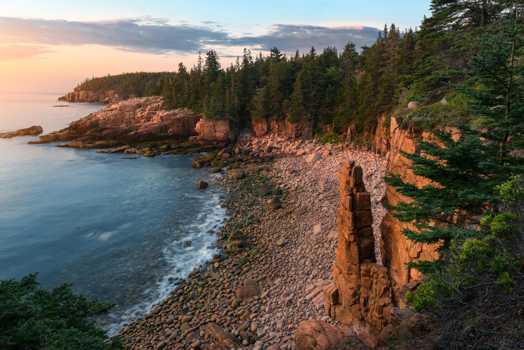 Maine, ocean, rocky beach